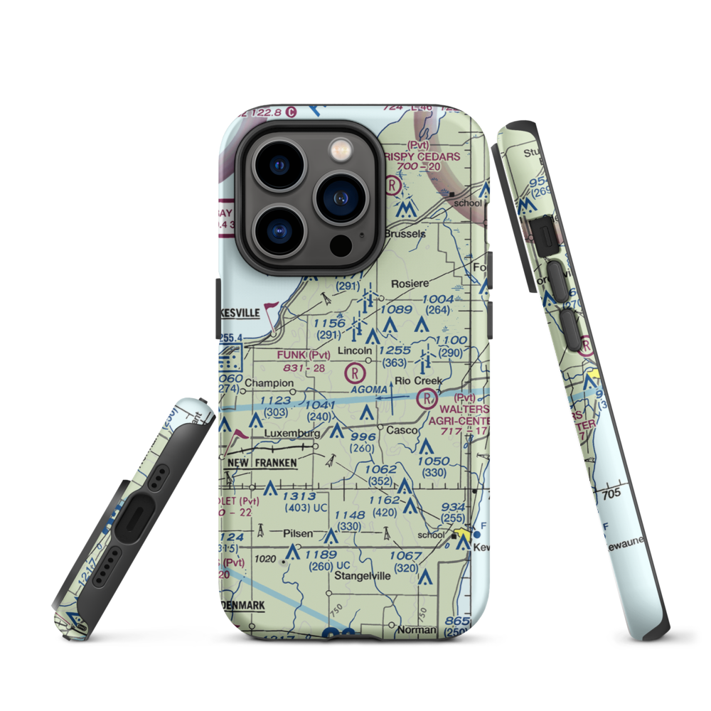 Funk Aerodrome (8WI6) VFR Sectional  Tough iPhone Case iPhone 14 Pro model shown