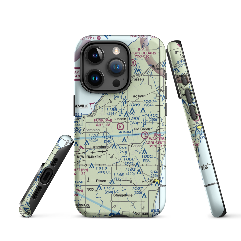 Funk Aerodrome (8WI6) VFR Sectional  Tough iPhone Case iPhone 15 Pro model shown