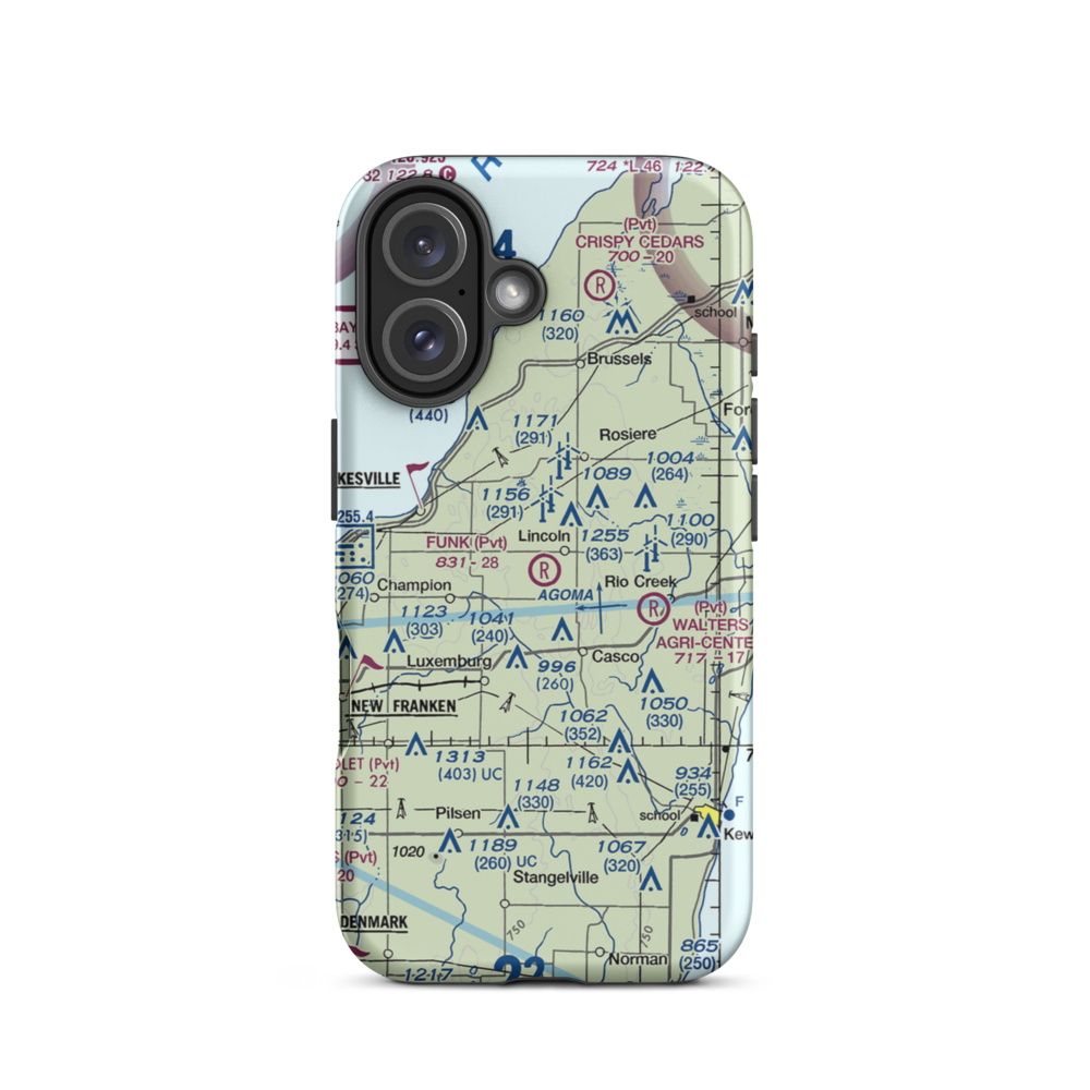 Funk Aerodrome (8WI6) VFR Sectional  Tough iPhone Case iPhone 16 model shown