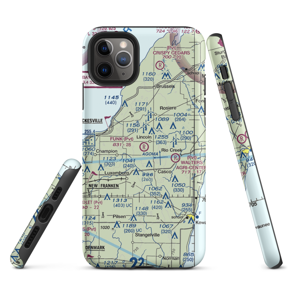 Funk Aerodrome (8WI6) VFR Sectional  Tough iPhone Case iPhone 11 Pro Max model shown
