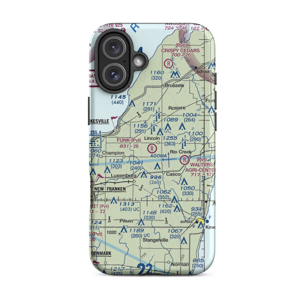 Funk Aerodrome (8WI6) VFR Sectional  Tough iPhone Case iPhone 16 Plus model shown