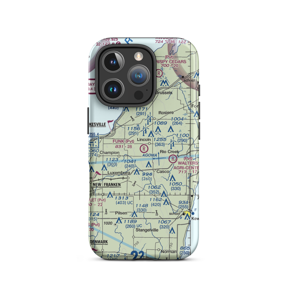 Funk Aerodrome (8WI6) VFR Sectional  Tough iPhone Case iPhone 16 Pro model shown