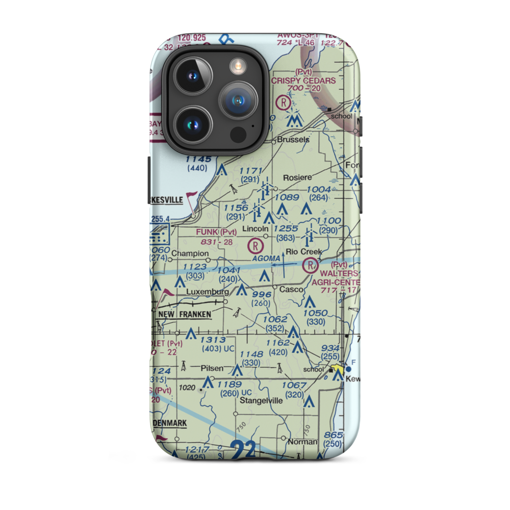 Funk Aerodrome (8WI6) VFR Sectional  Tough iPhone Case iPhone 16 Pro Max model shown