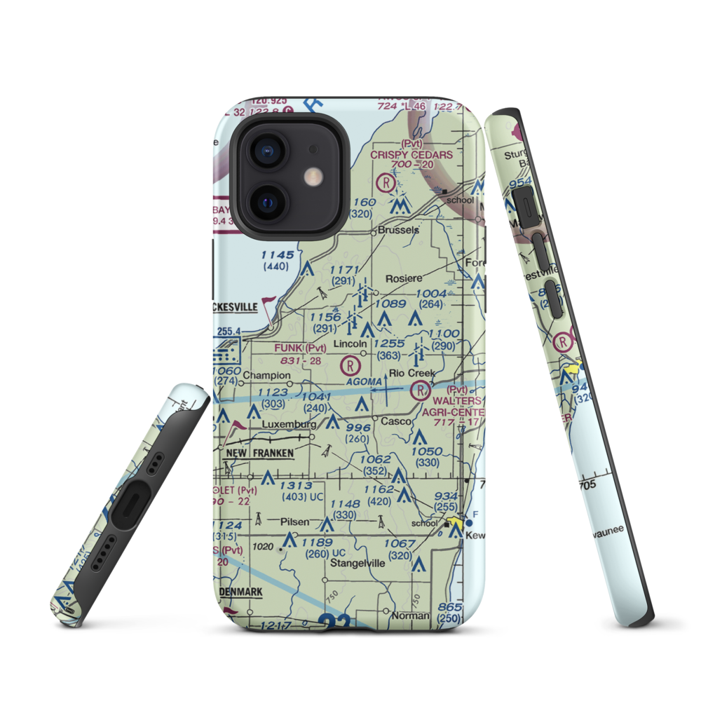 Funk Aerodrome (8WI6) VFR Sectional  Tough iPhone Case iPhone 12 model shown