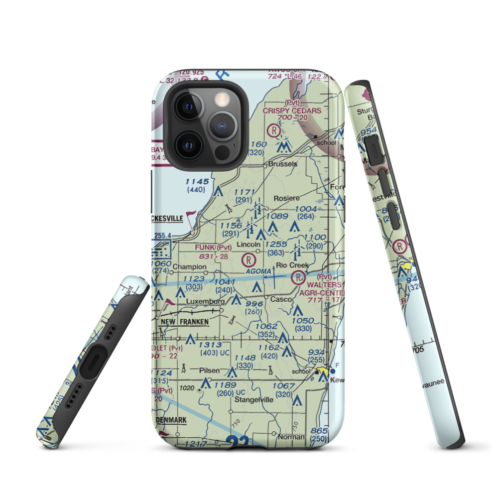 Funk Aerodrome (8WI6) VFR Sectional  Tough iPhone Case iPhone 12 Pro model shown