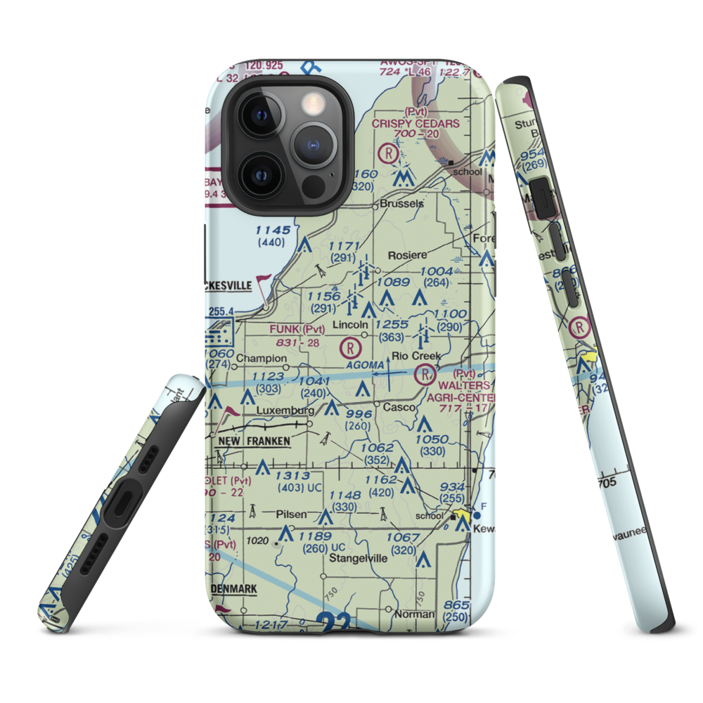 Funk Aerodrome (8WI6) VFR Sectional  Tough iPhone Case iPhone 12 Pro Max model shown