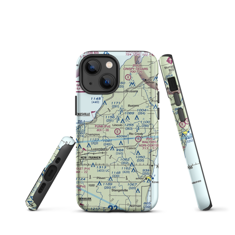 Funk Aerodrome (8WI6) VFR Sectional  Tough iPhone Case iPhone 13 mini model shown