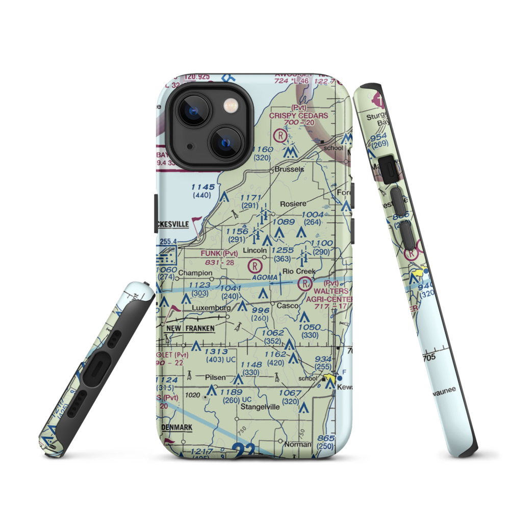 Funk Aerodrome (8WI6) VFR Sectional  Tough iPhone Case iPhone 13 model shown