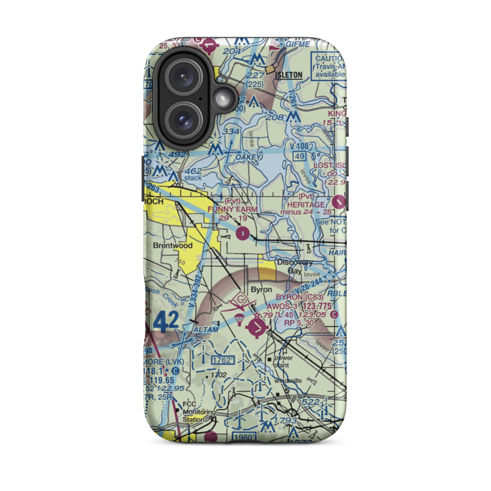Funny Farm Airport (4CA2) VFR Sectional  Tough iPhone Case iPhone 16 Plus model shown