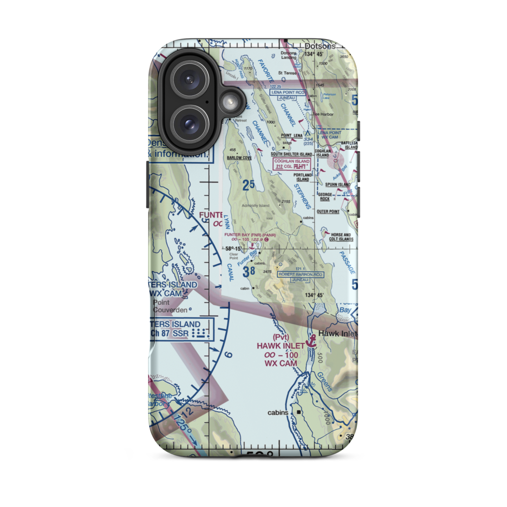 Funter Bay Seaplane Base (FNR) VFR Sectional  Tough iPhone Case iPhone 16 Plus model shown