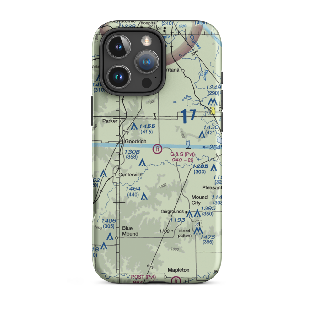 G & S Space Port Airport (14KS) VFR Sectional  Tough iPhone Case iPhone 16 Pro Max model shown