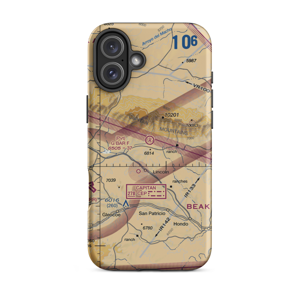 G Bar F Ranch Airport (NM84) VFR Sectional  Tough iPhone Case iPhone 16 Plus model shown