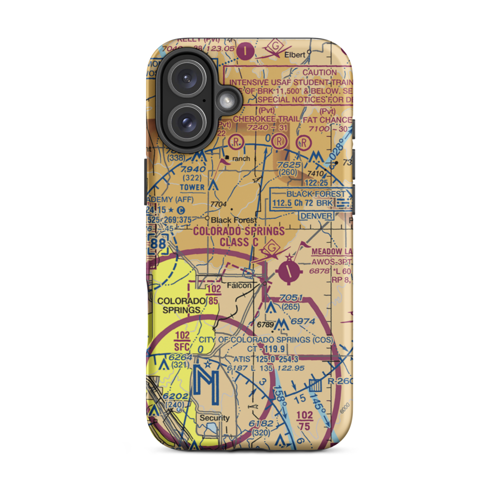 G W Flanders Ranch Strip (CO54) VFR Sectional  Tough iPhone Case iPhone 16 Plus model shown