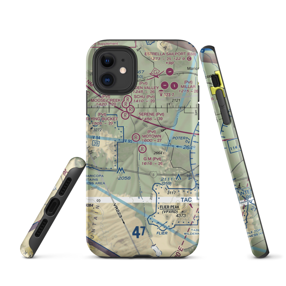 G.M. Ranch Airport (AZ61) VFR Sectional  Tough iPhone Case iPhone 11 model shown