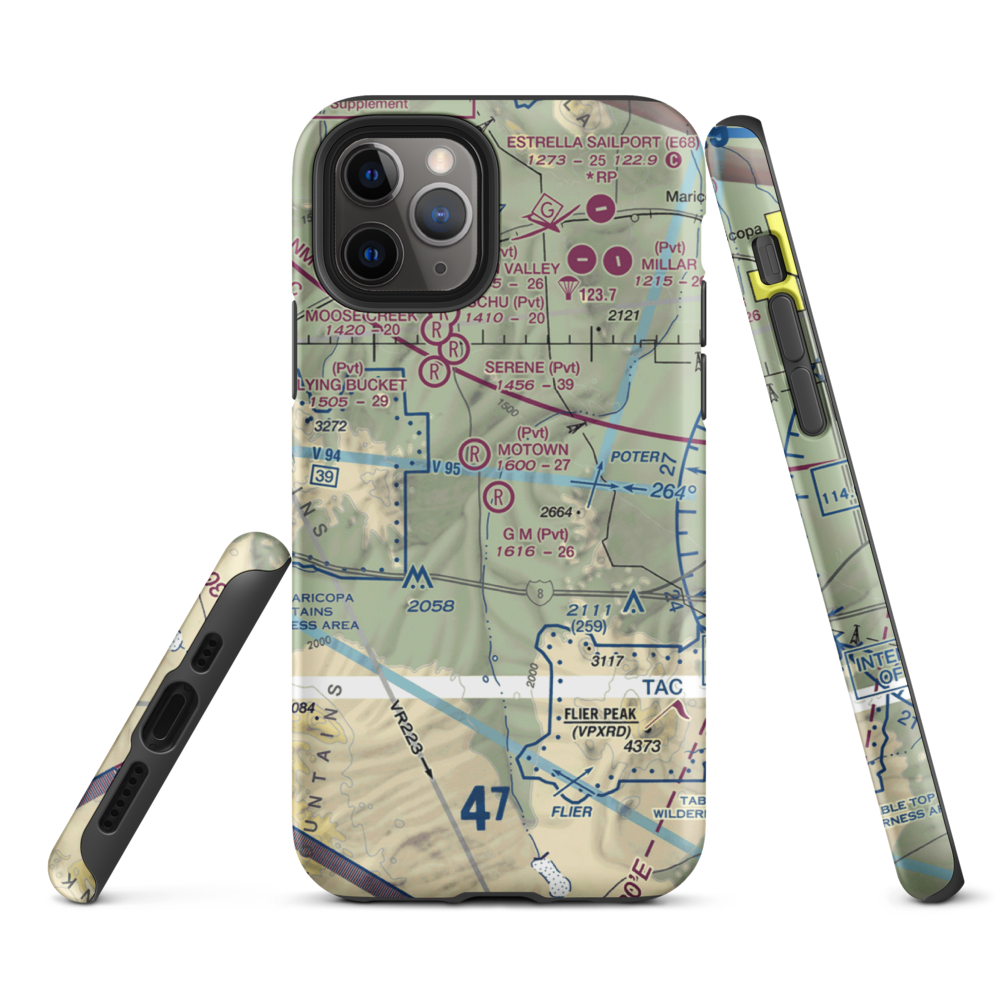 G.M. Ranch Airport (AZ61) VFR Sectional  Tough iPhone Case iPhone 11 Pro model shown