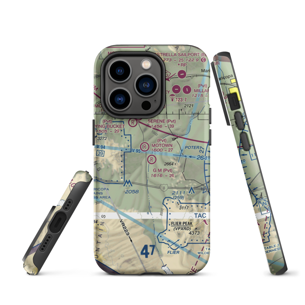 G.M. Ranch Airport (AZ61) VFR Sectional  Tough iPhone Case iPhone 14 Pro model shown