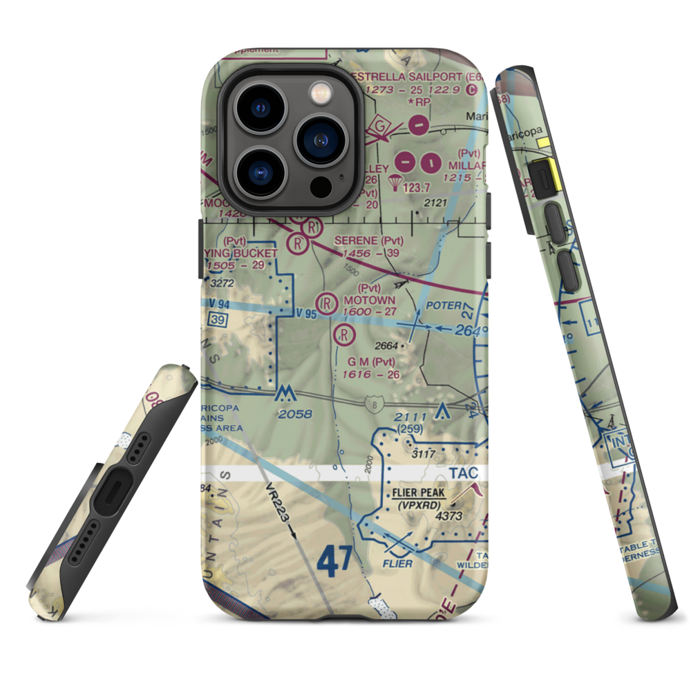 G.M. Ranch Airport (AZ61) VFR Sectional  Tough iPhone Case iPhone 14 Pro Max model shown