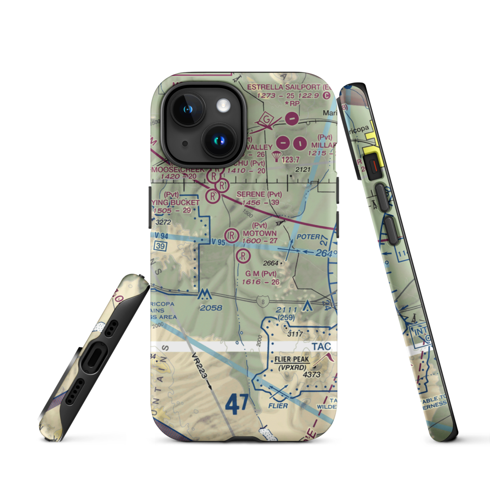 G.M. Ranch Airport (AZ61) VFR Sectional  Tough iPhone Case iPhone 15 model shown