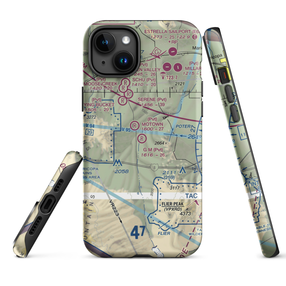 G.M. Ranch Airport (AZ61) VFR Sectional  Tough iPhone Case iPhone 15 Plus model shown
