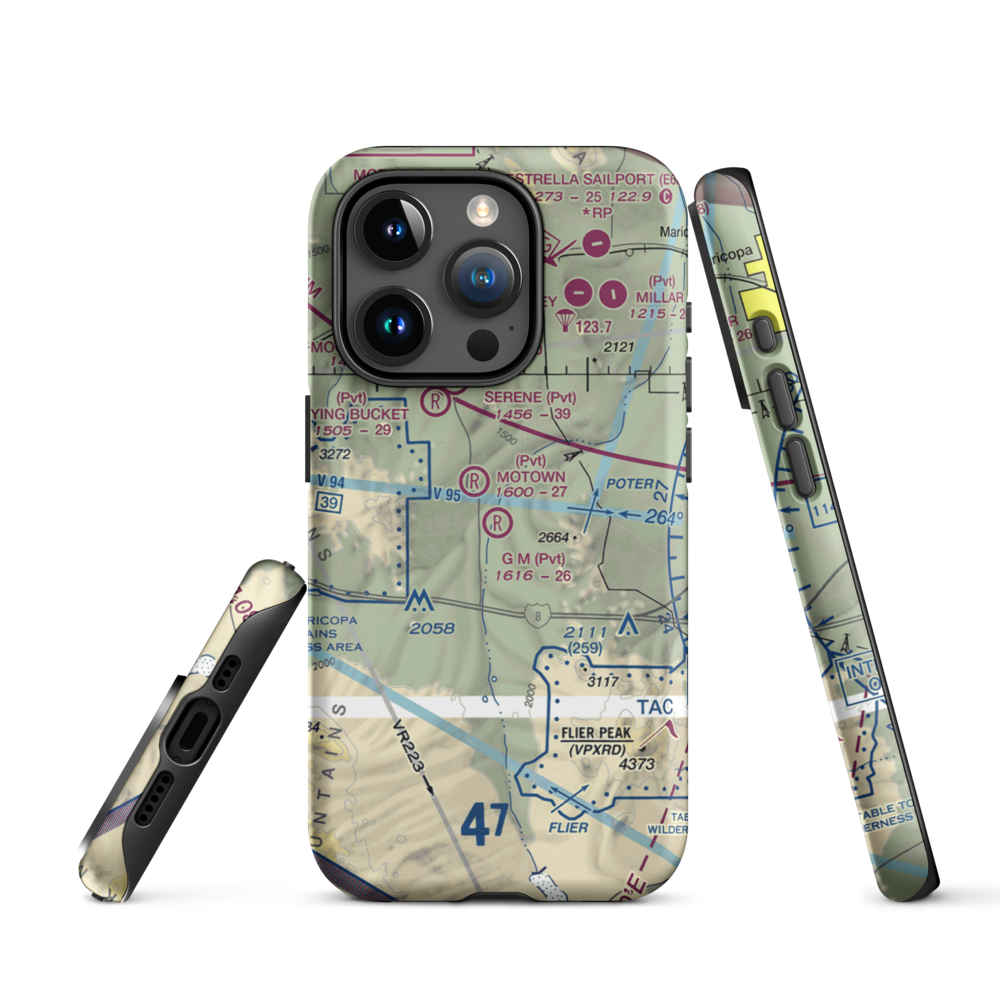 G.M. Ranch Airport (AZ61) VFR Sectional  Tough iPhone Case iPhone 15 Pro model shown
