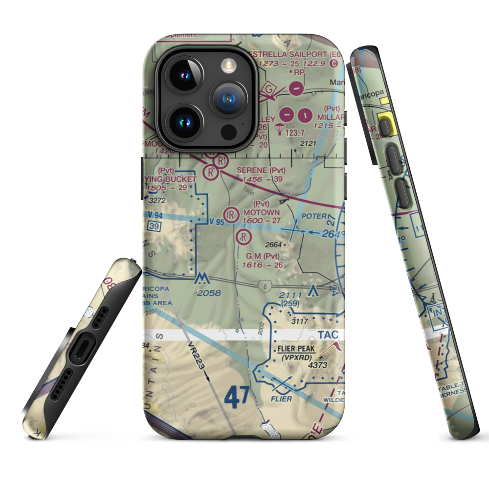 G.M. Ranch Airport (AZ61) VFR Sectional  Tough iPhone Case iPhone 15 Pro Max model shown