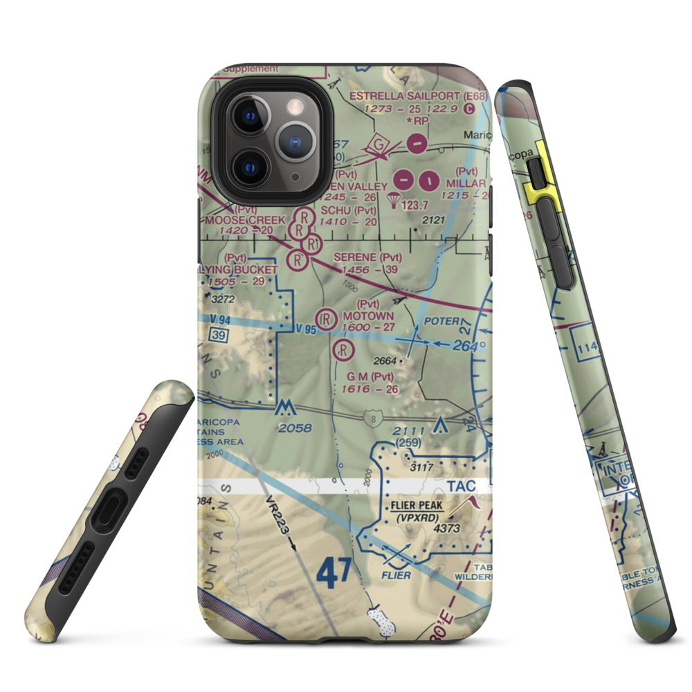 G.M. Ranch Airport (AZ61) VFR Sectional  Tough iPhone Case iPhone 11 Pro Max model shown