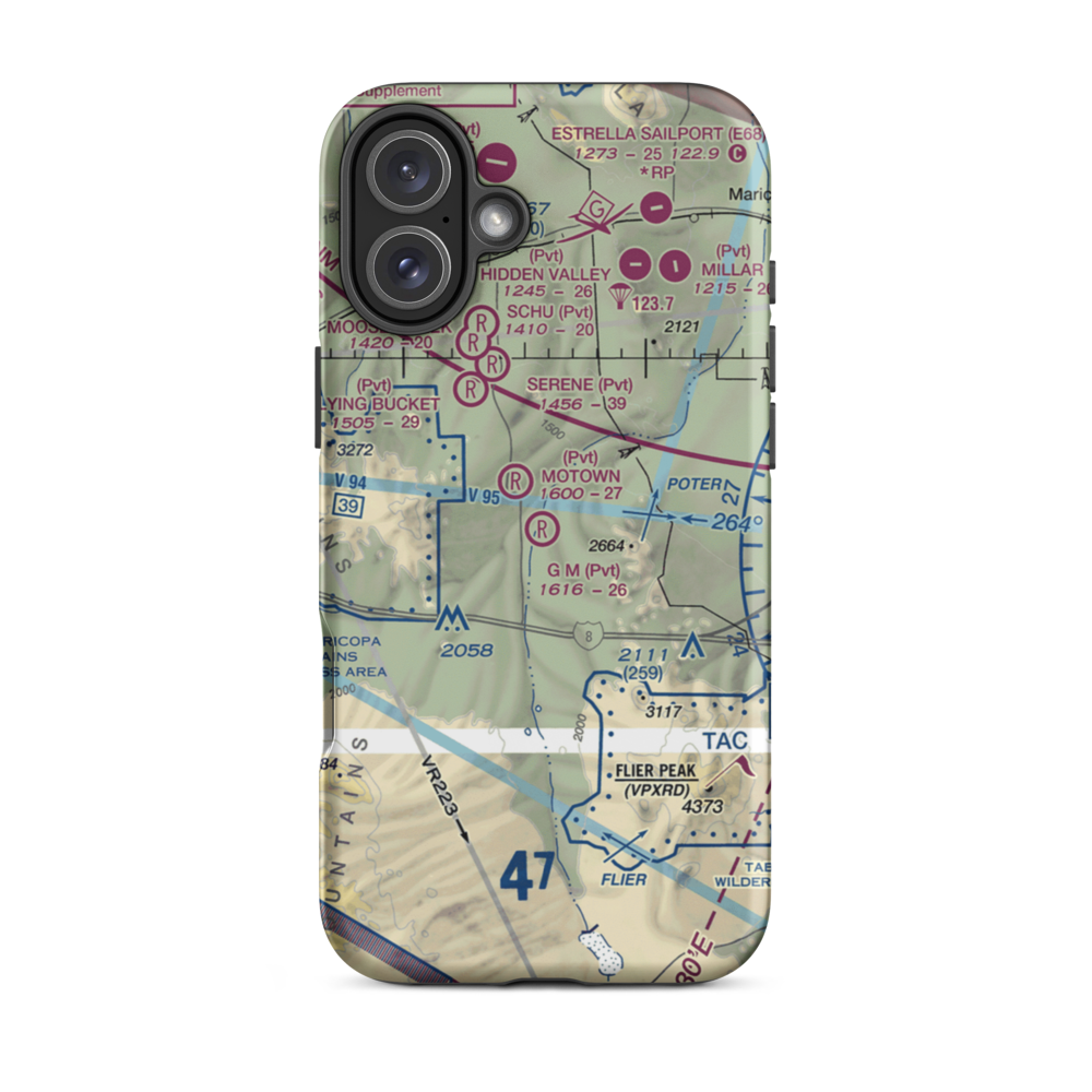 G.M. Ranch Airport (AZ61) VFR Sectional  Tough iPhone Case iPhone 16 Plus model shown
