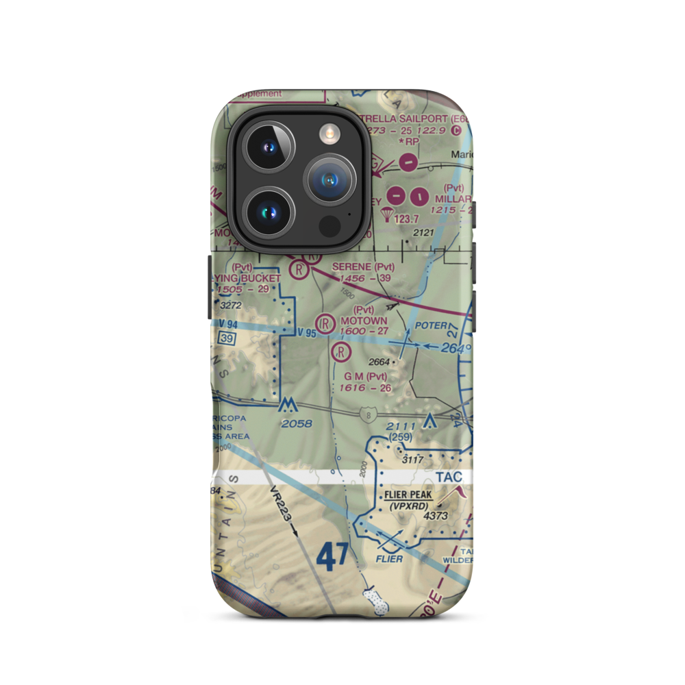 G.M. Ranch Airport (AZ61) VFR Sectional  Tough iPhone Case iPhone 16 Pro model shown