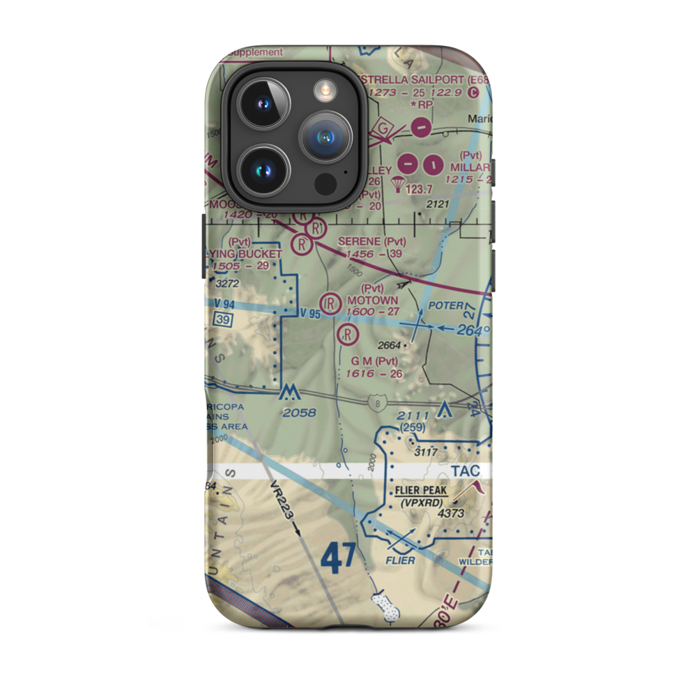 G.M. Ranch Airport (AZ61) VFR Sectional  Tough iPhone Case iPhone 16 Pro Max model shown