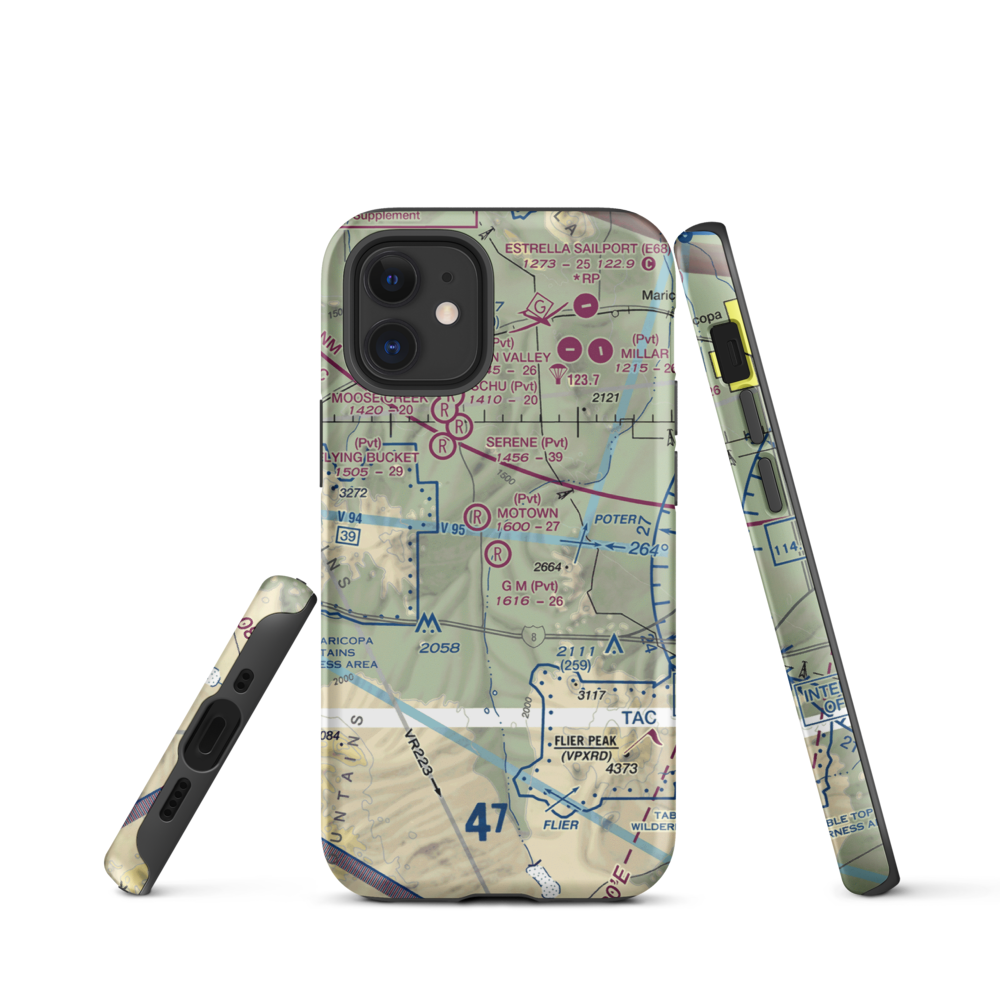 G.M. Ranch Airport (AZ61) VFR Sectional  Tough iPhone Case iPhone 12 mini model shown