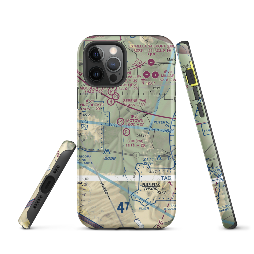 G.M. Ranch Airport (AZ61) VFR Sectional  Tough iPhone Case iPhone 12 Pro model shown