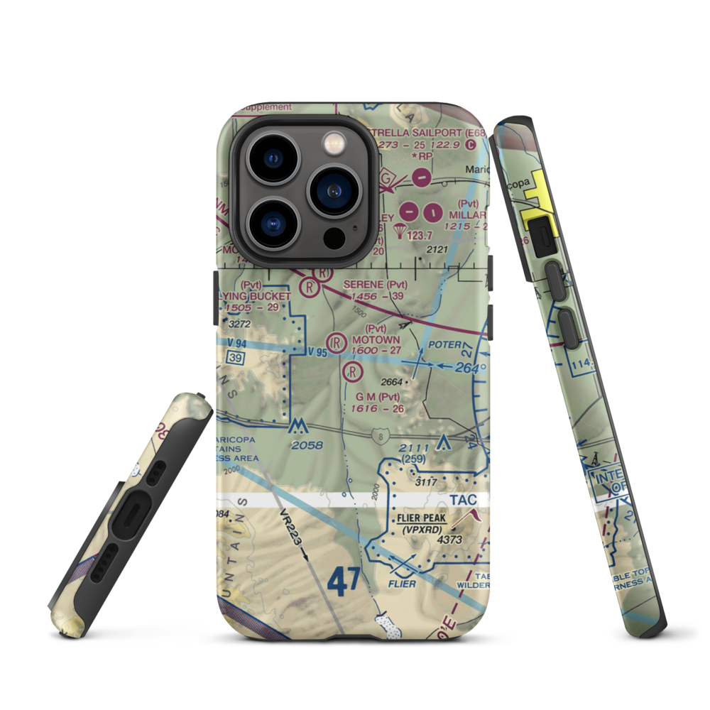 G.M. Ranch Airport (AZ61) VFR Sectional  Tough iPhone Case iPhone 13 Pro model shown