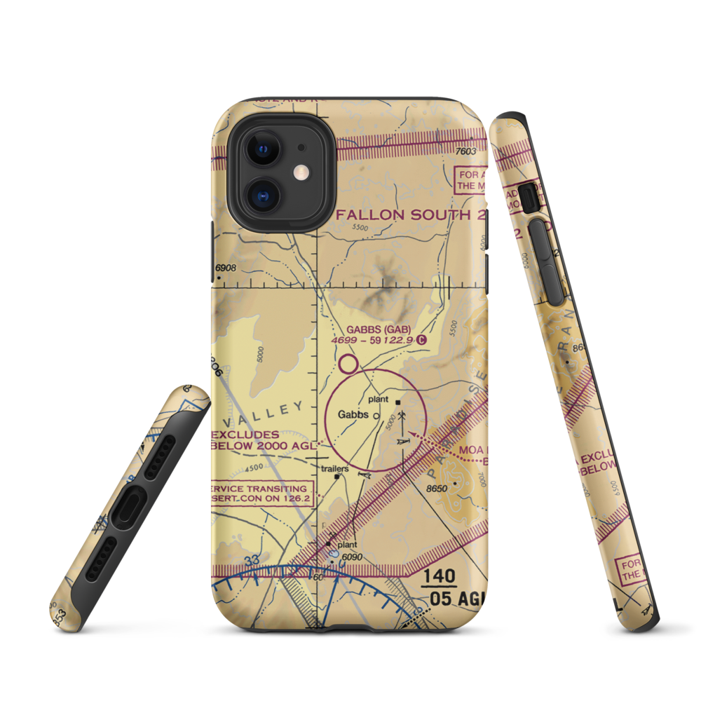 Gabbs Airport (GAB) VFR Sectional  Tough iPhone Case iPhone 11 model shown