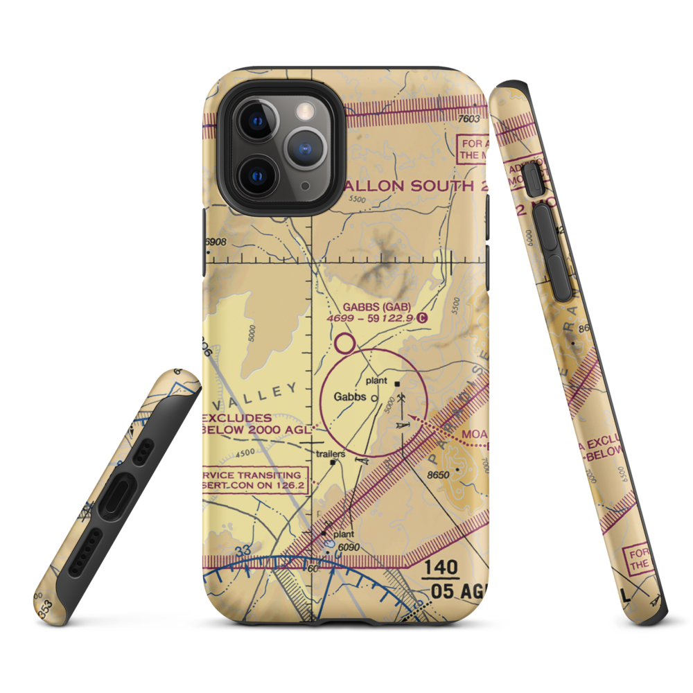 Gabbs Airport (GAB) VFR Sectional  Tough iPhone Case iPhone 11 Pro model shown