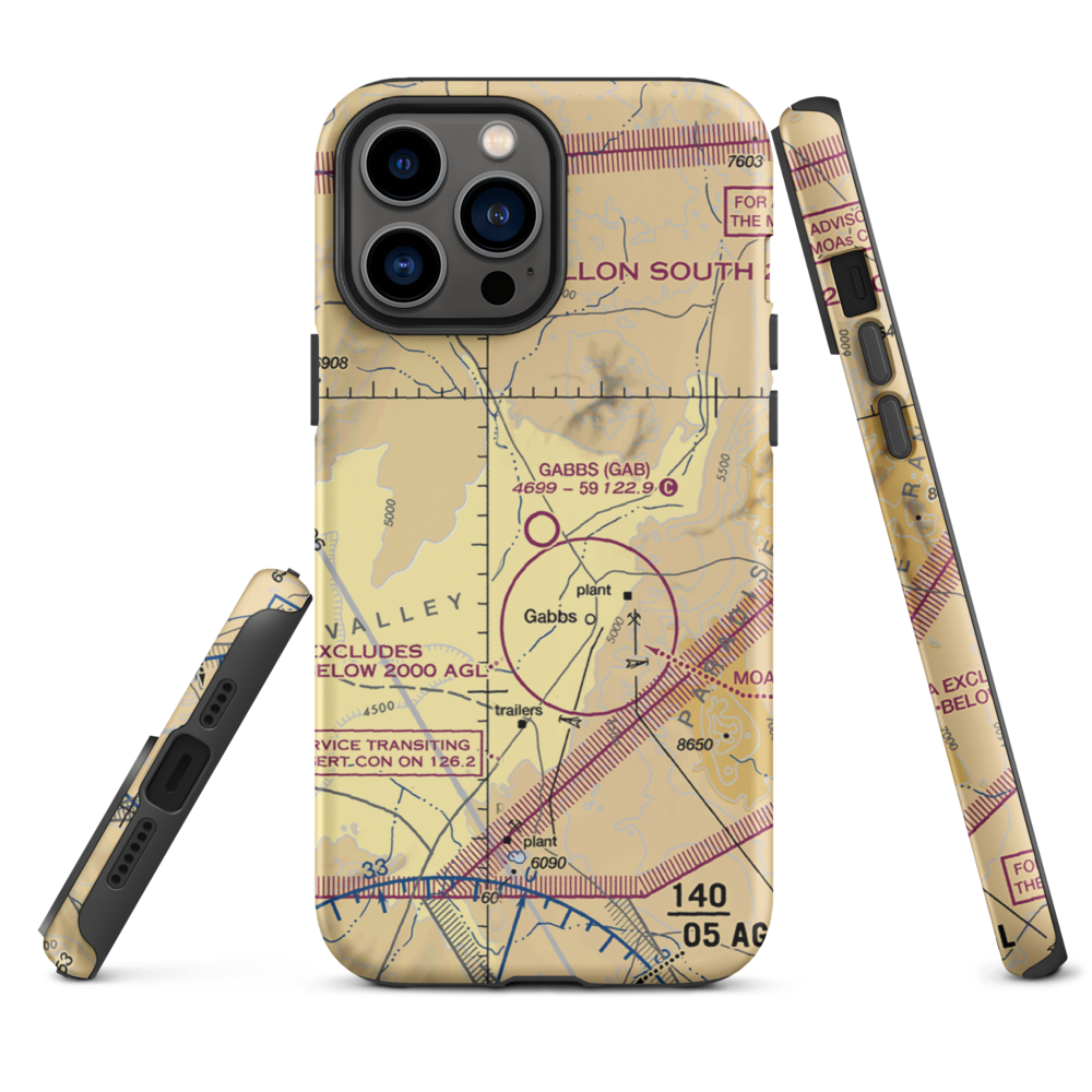 Gabbs Airport (GAB) VFR Sectional  Tough iPhone Case iPhone 13 Pro Max model shown