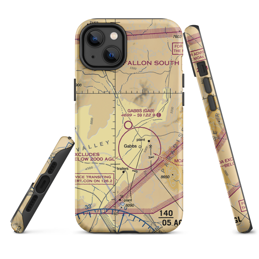Gabbs Airport (GAB) VFR Sectional  Tough iPhone Case iPhone 14 Plus model shown