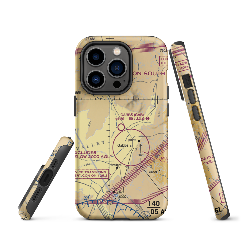 Gabbs Airport (GAB) VFR Sectional  Tough iPhone Case iPhone 14 Pro model shown