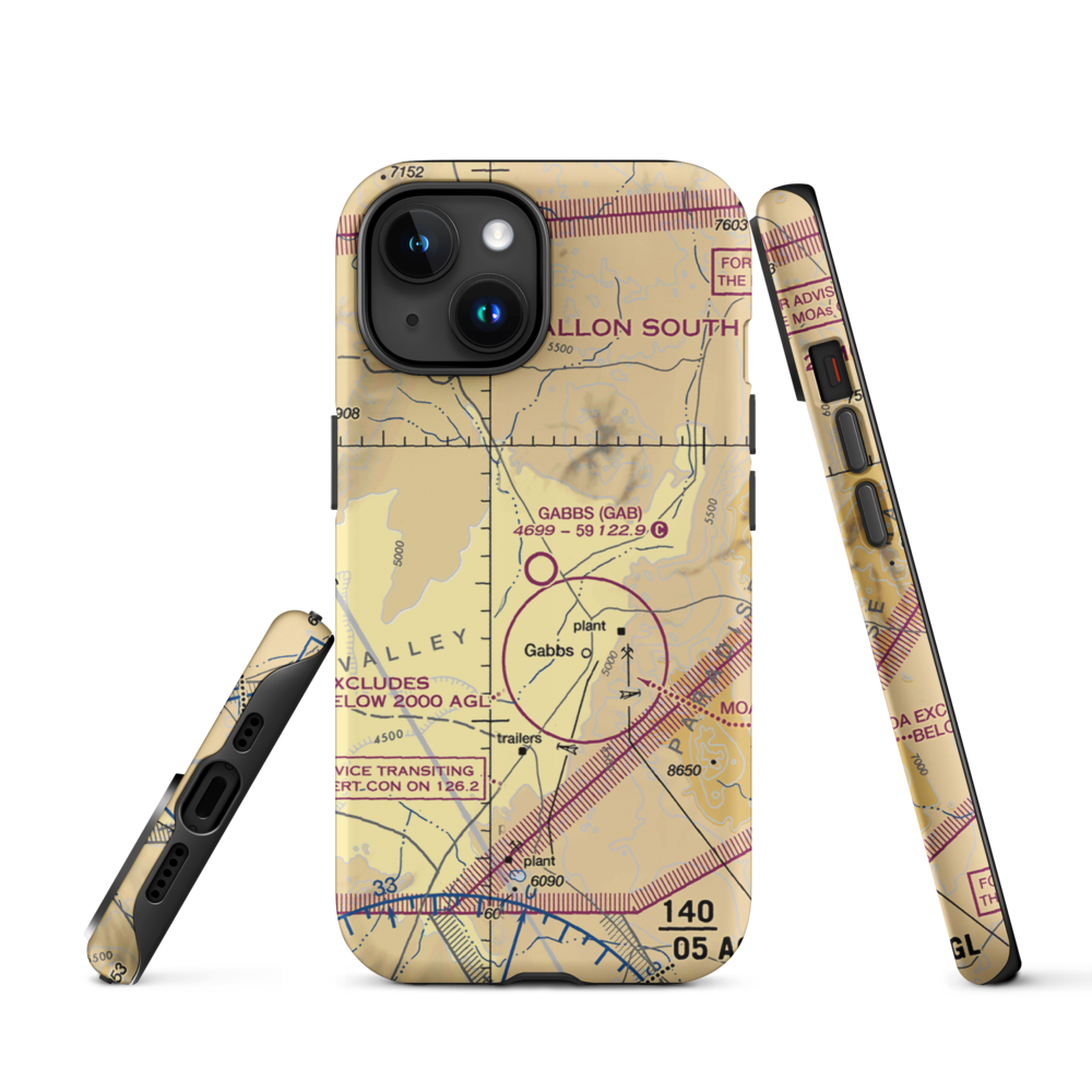 Gabbs Airport (GAB) VFR Sectional  Tough iPhone Case iPhone 15 model shown