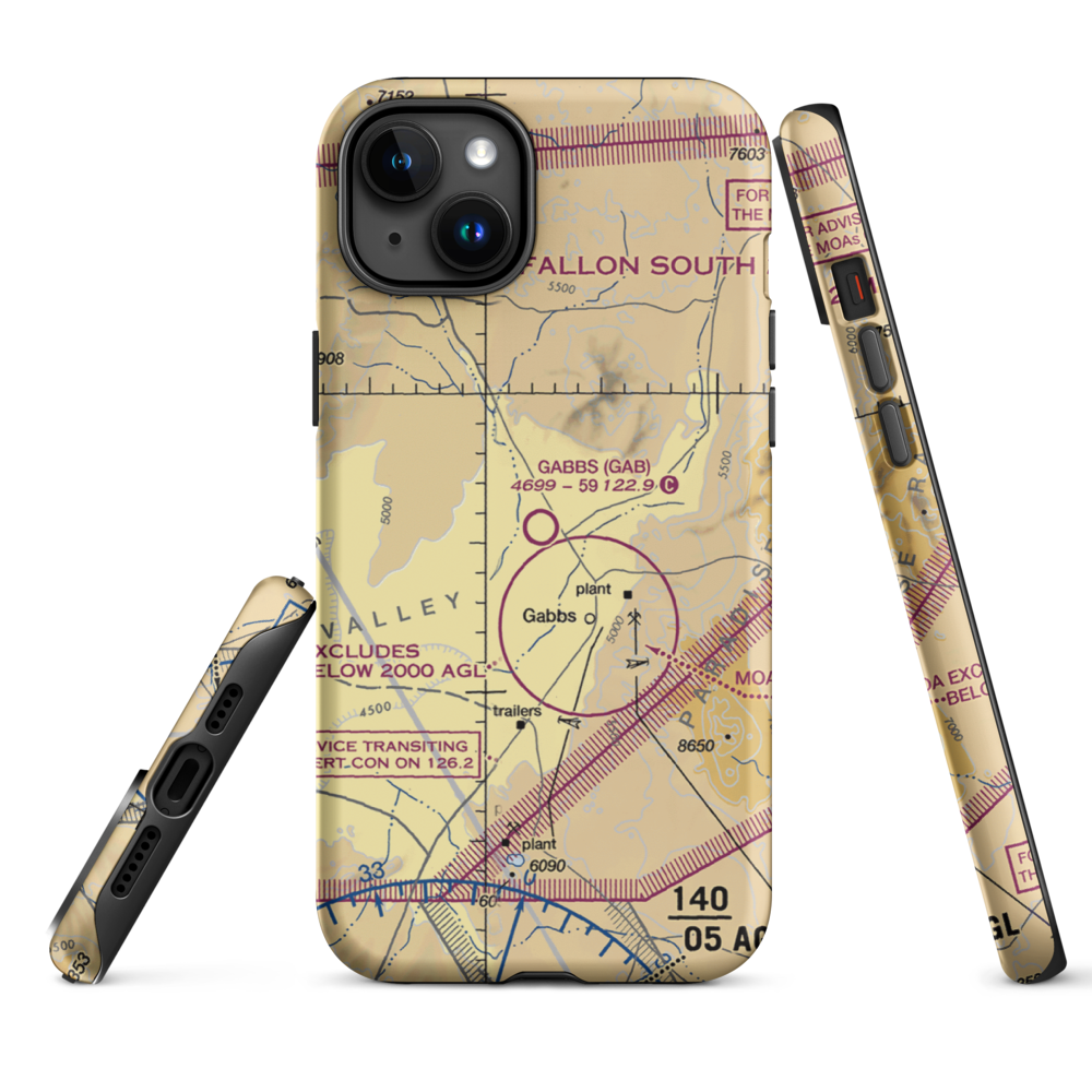 Gabbs Airport (GAB) VFR Sectional  Tough iPhone Case iPhone 15 Plus model shown