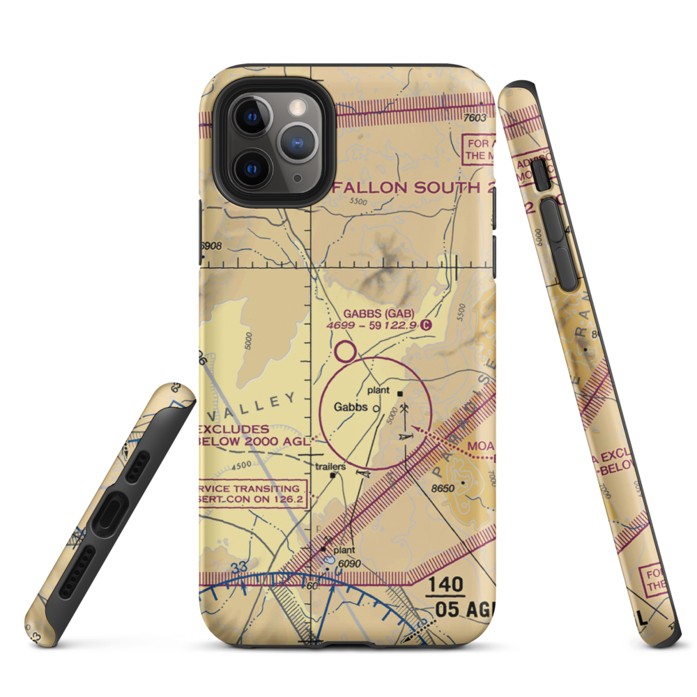 Gabbs Airport (GAB) VFR Sectional  Tough iPhone Case iPhone 11 Pro Max model shown
