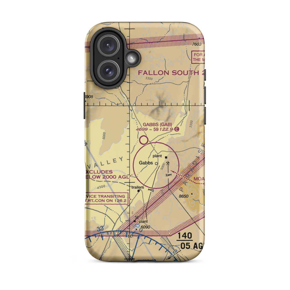 Gabbs Airport (GAB) VFR Sectional  Tough iPhone Case iPhone 16 Plus model shown