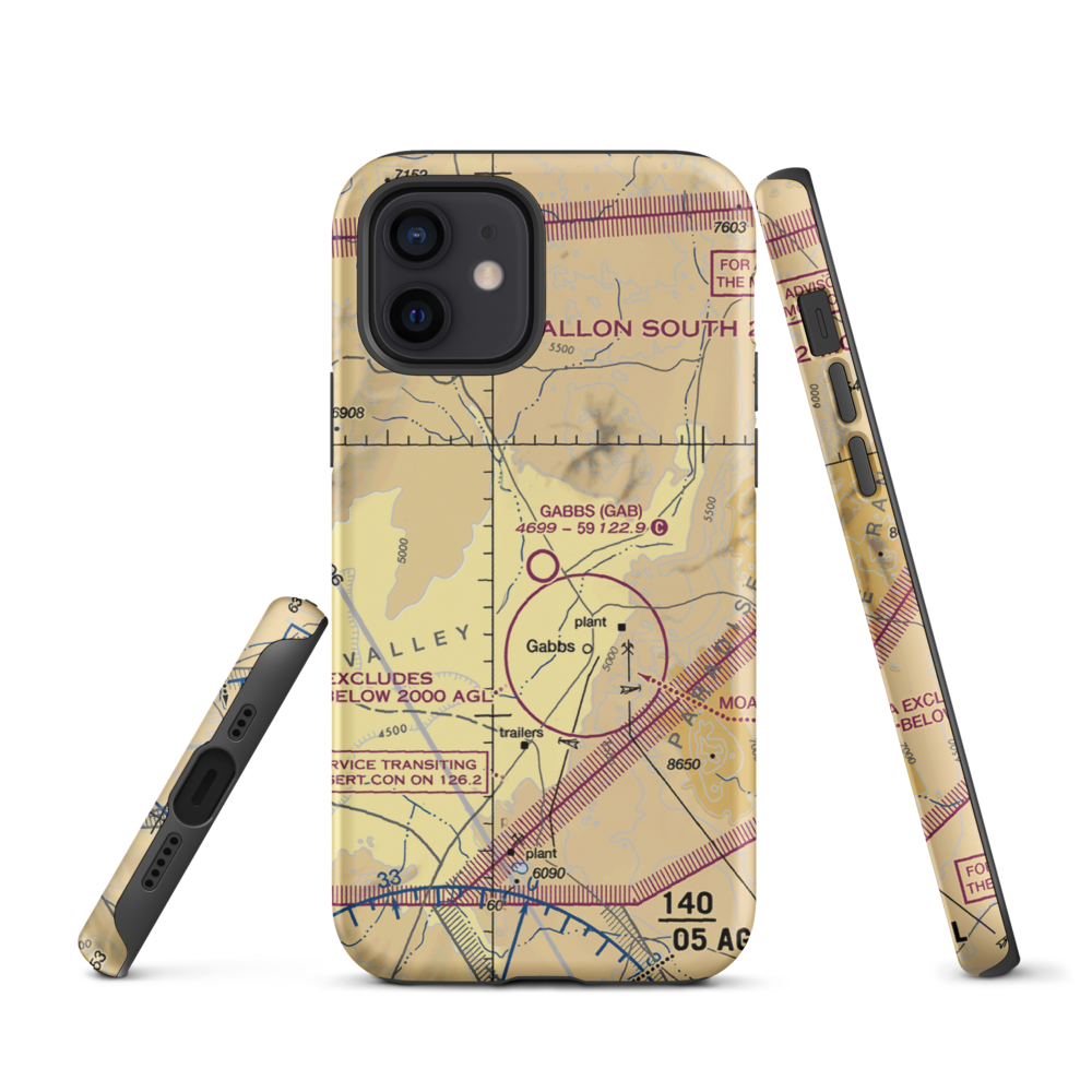 Gabbs Airport (GAB) VFR Sectional  Tough iPhone Case iPhone 12 model shown