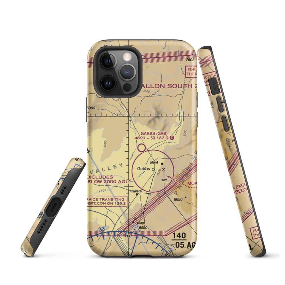 Gabbs Airport (GAB) VFR Sectional  Tough iPhone Case iPhone 12 Pro model shown