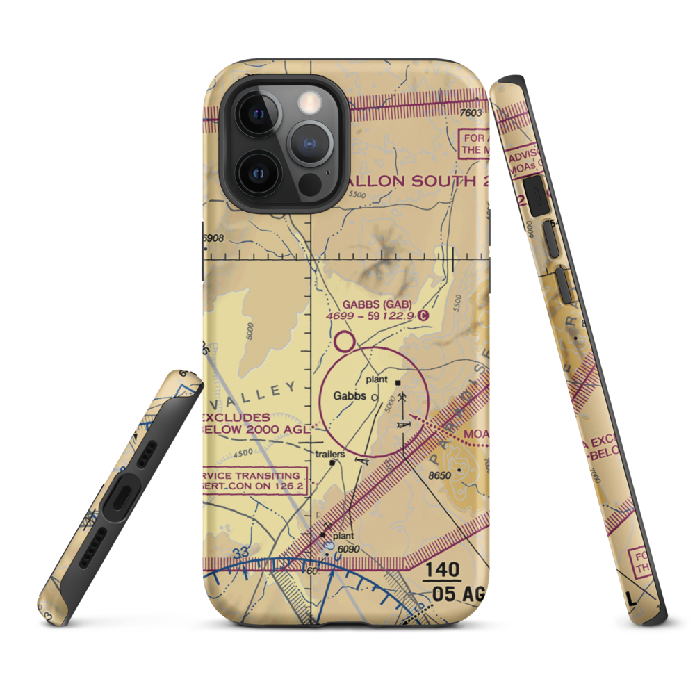 Gabbs Airport (GAB) VFR Sectional  Tough iPhone Case iPhone 12 Pro Max model shown
