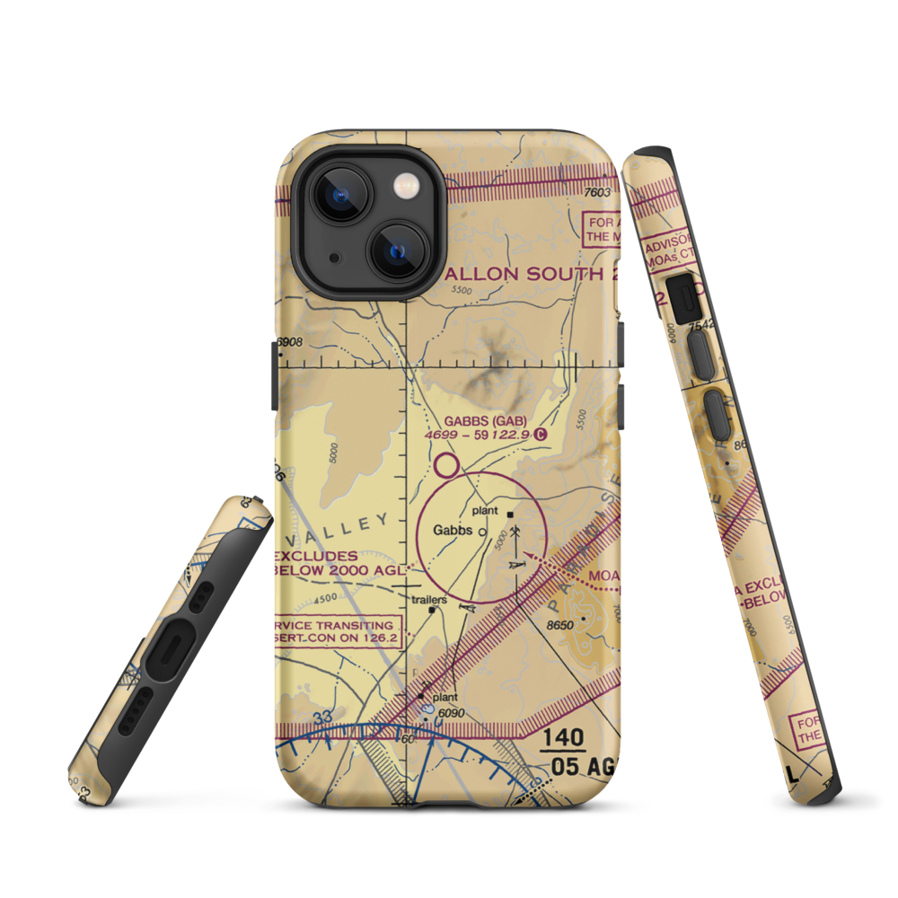 Gabbs Airport (GAB) VFR Sectional  Tough iPhone Case iPhone 13 model shown