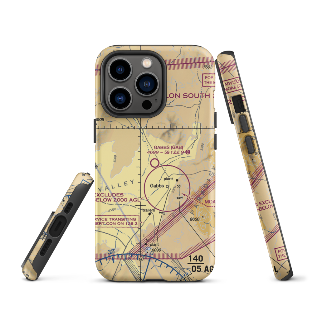 Gabbs Airport (GAB) VFR Sectional  Tough iPhone Case iPhone 13 Pro model shown