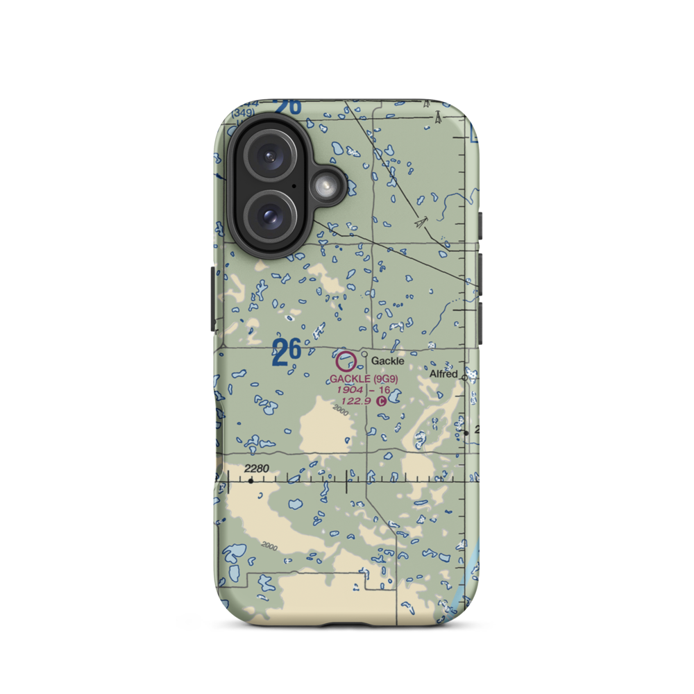 Gackle Municipal Airport (9G9) VFR Sectional  Tough iPhone Case iPhone 16 model shown