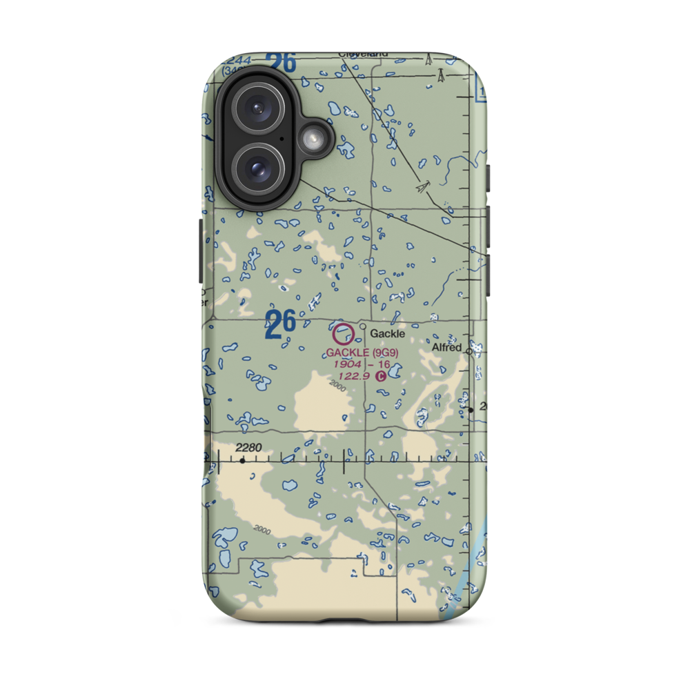 Gackle Municipal Airport (9G9) VFR Sectional  Tough iPhone Case iPhone 16 Plus model shown