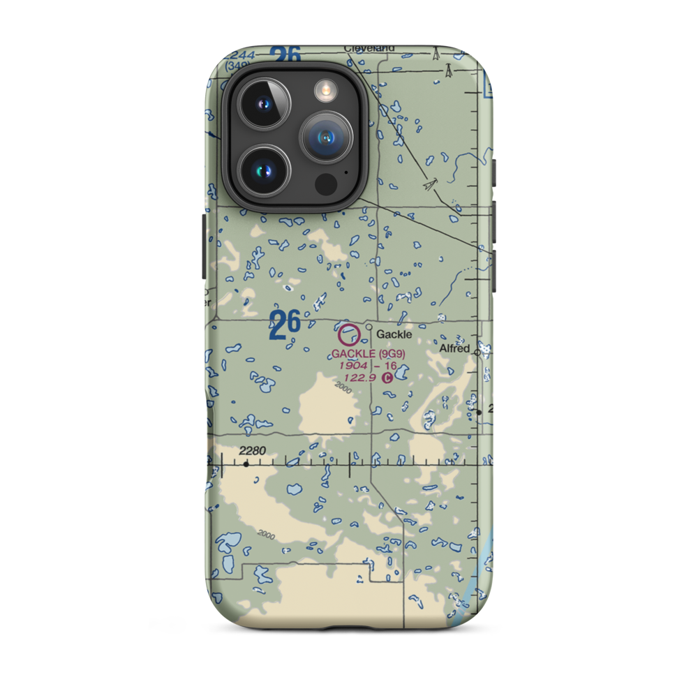 Gackle Municipal Airport (9G9) VFR Sectional  Tough iPhone Case iPhone 16 Pro Max model shown