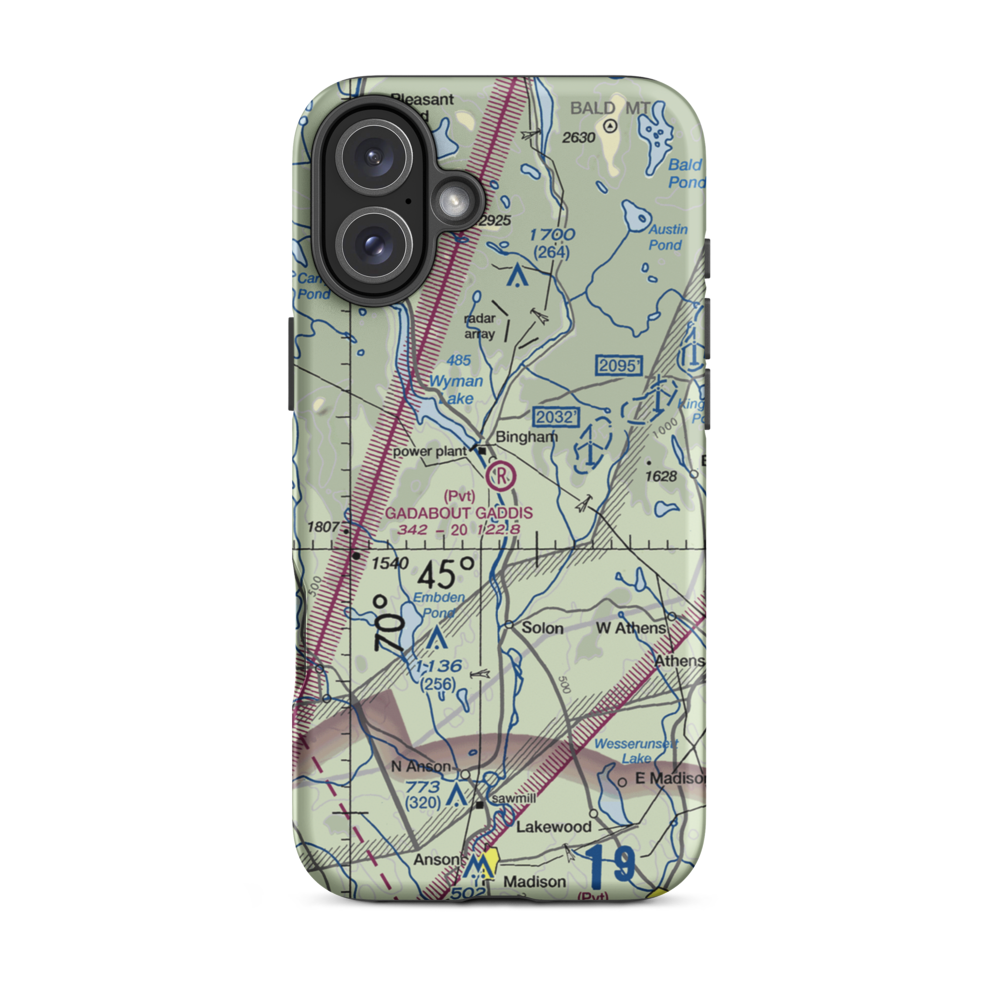 Gadabout Gaddis Airport (ME08) VFR Sectional  Tough iPhone Case iPhone 16 Plus model shown